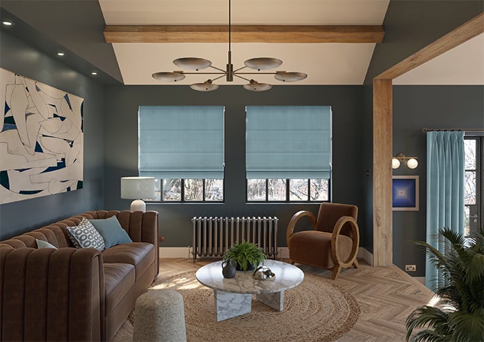 Ultra Luxe Velvet, Blue Cloud - Motorised Roman Blind - Image 8